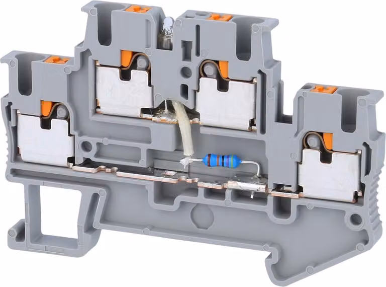Morsetto a doppio piano per diodi Phoenix Contact PTTB 2,5-LA230 RD con indicatore luminoso per 110-250 V, connessione push-in