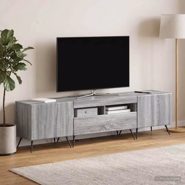 Mobile TV LED BREDA 3 pz Sonoma grigio Legno ingegnerizzato 3416929