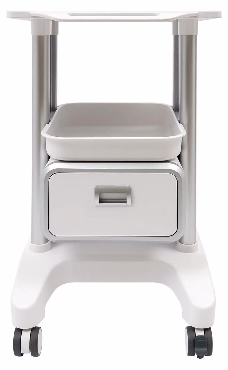 Carrello medico – carrello per strumenti di bellezza – realizzato in plastica ABS – capacità di carico: 100 kg – 1 cassetto e 2 ripiani – 4 ruote universali, 2 con freno