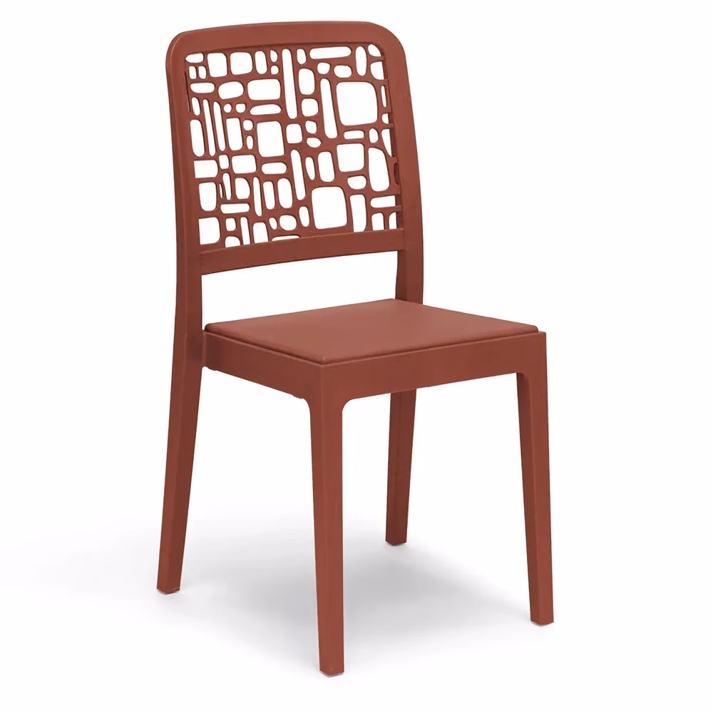 Set di 2 sedie impilabili in polipropilene MEDEA Redokasa design moderno per cucina, giardino o sala da pranzo, colore Mattone – 2