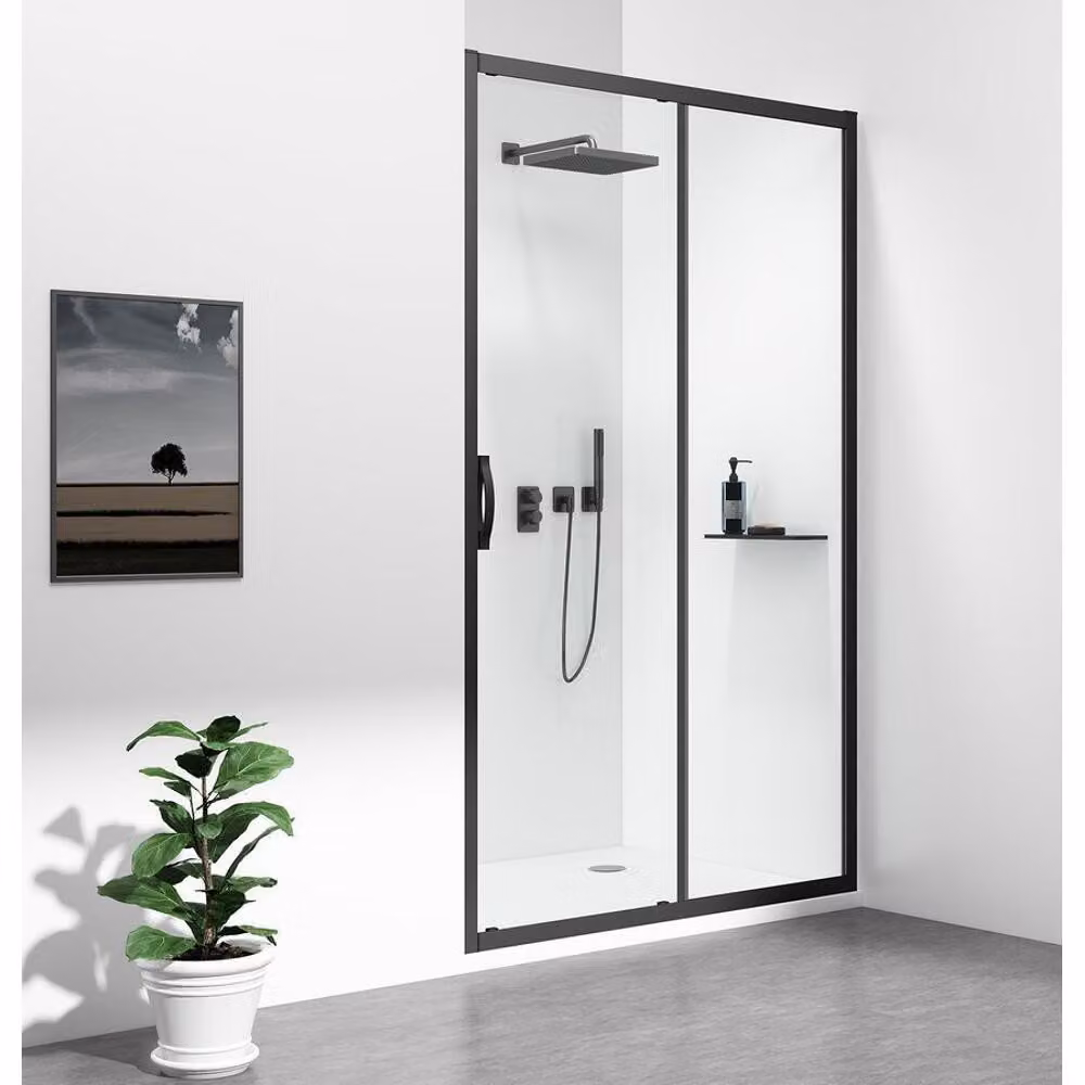 SIGMA SIMPLY BLACK porta a incasso 1200 mm, vetro trasparente