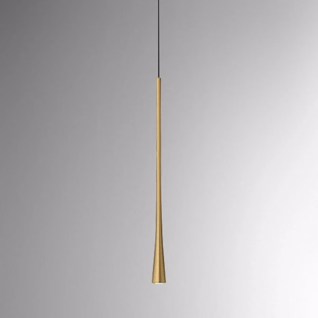 Lampada a Sospensione Singola Dafne Gealuce in Alluminio Oro con Rosone Nero, LED 7W 3000K CRI>90 – 2