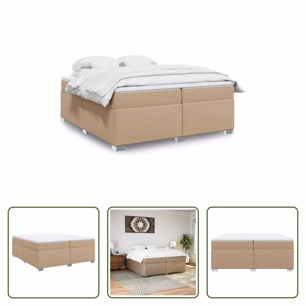 The Living Store Letto a molle insacchettate Materasso cappuccino marrone 200x200cm Similcuoio