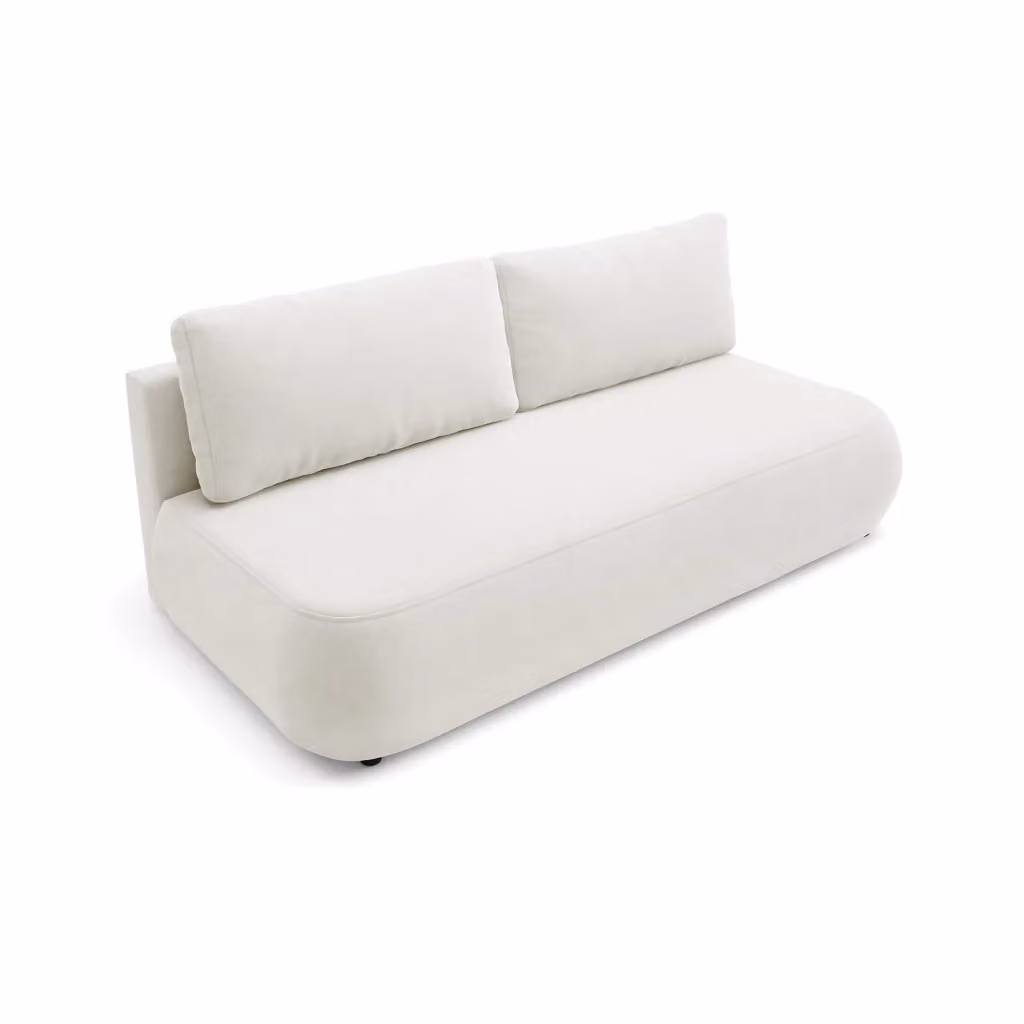 Divano Letto 2 Posti con Contenitore DMORA Bianco Crema L: 210 cm, P: 106 cm – 2