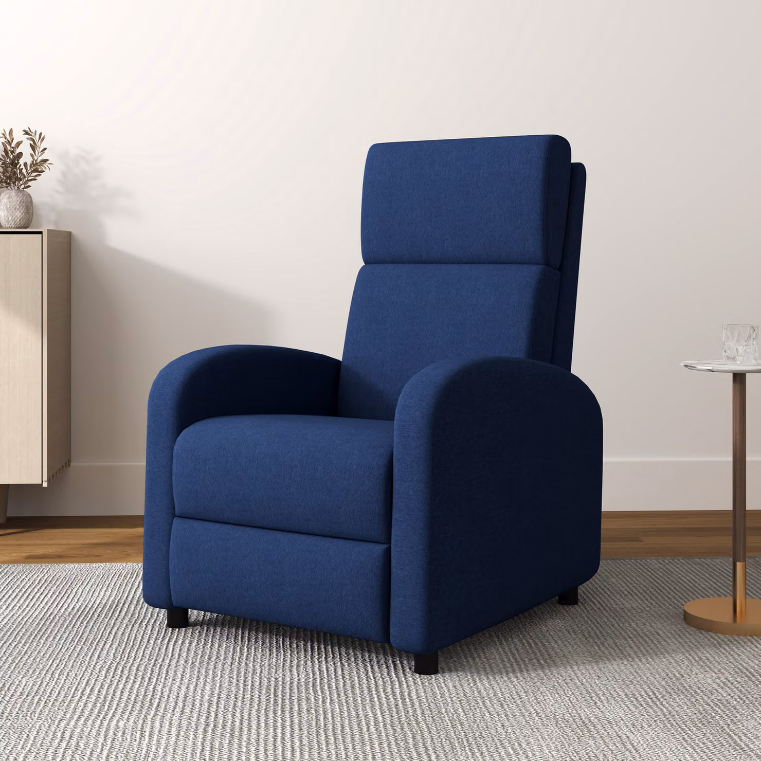Poltrona Relax Reclinabile HOMCOM con Poggiapiedi in Tessuto, Blu – 2