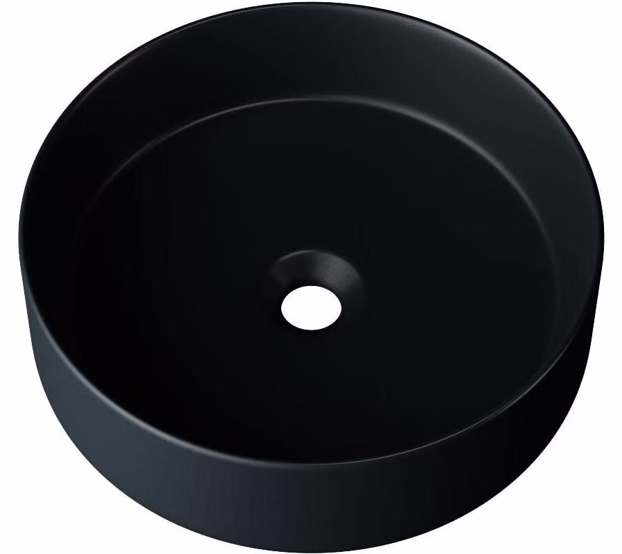 Mobile lavabo da appoggio, 35x35x11 cm, nero opaco, con effetto lotus
