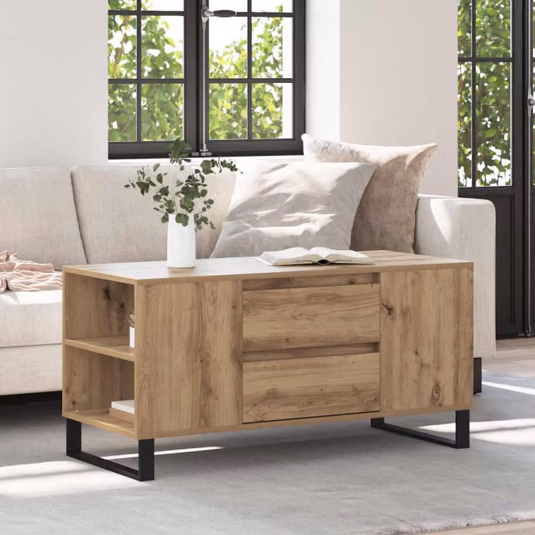 Maison Exclusive - Tavolino Artisan in rovere 102 x 44,5 x 50 cm Materiale ligneo