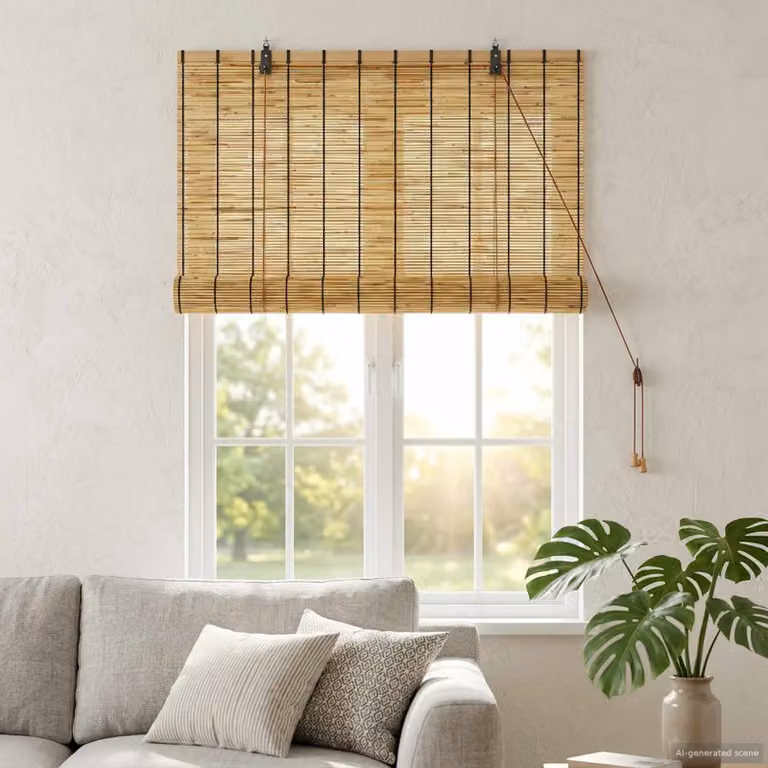 Tenda a rullo vidaXL in bambù beige e marrone, resistente ai raggi UV, L 100 cm x H 160 cm