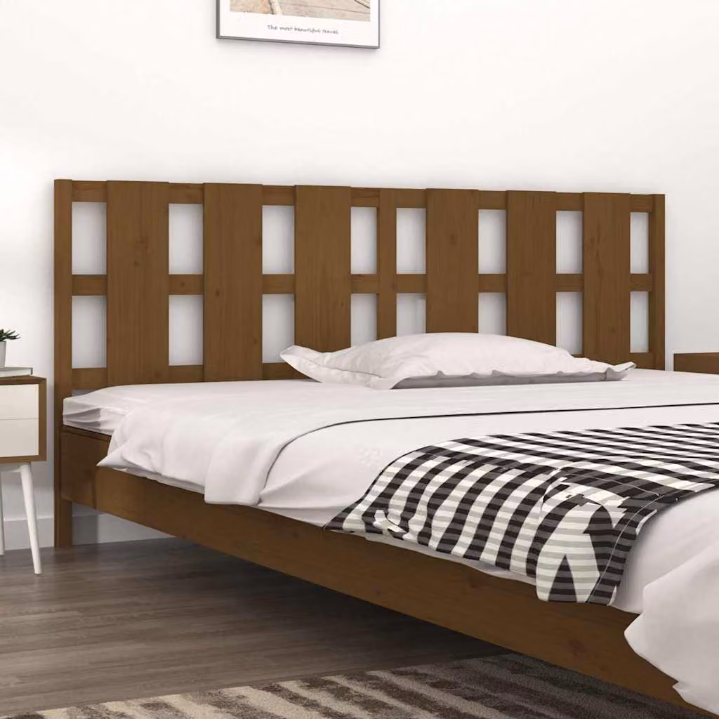 Testiera per letto vidaXL in legno massello di pino color ambra, L: 205,5 cm, P: 4 cm, H: 100 cm