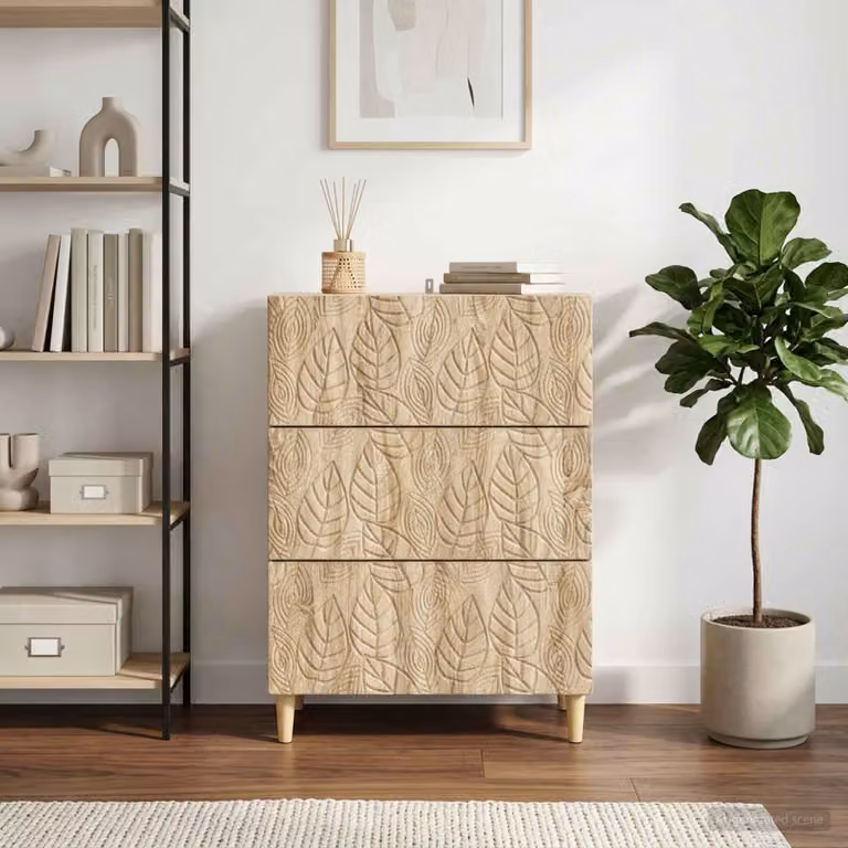 Carrello mobile con cassetti vidaXL in Rovere Sonoma, L 66 cm x P 34,5 cm x H 90 cm