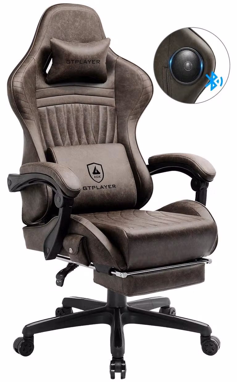 Sedia da gaming e da ufficio - ACE-PRO - Ergonomica - Girevole - In pelle - Braccioli - Rotelle - 130×59×55 cm - Khaki