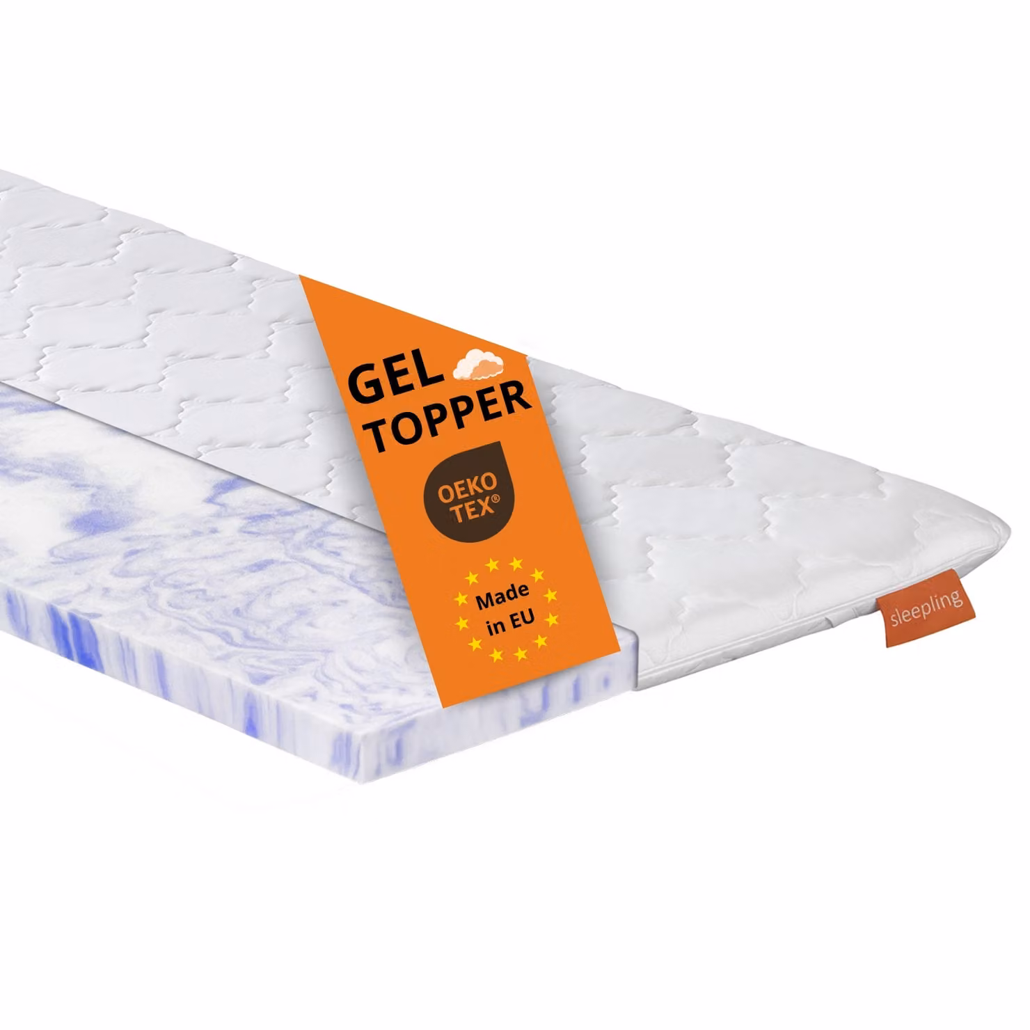 topper ortopedico in schiuma di gel, 140x200 cm, per tutti i materassi, con effetto memoria, sleepling