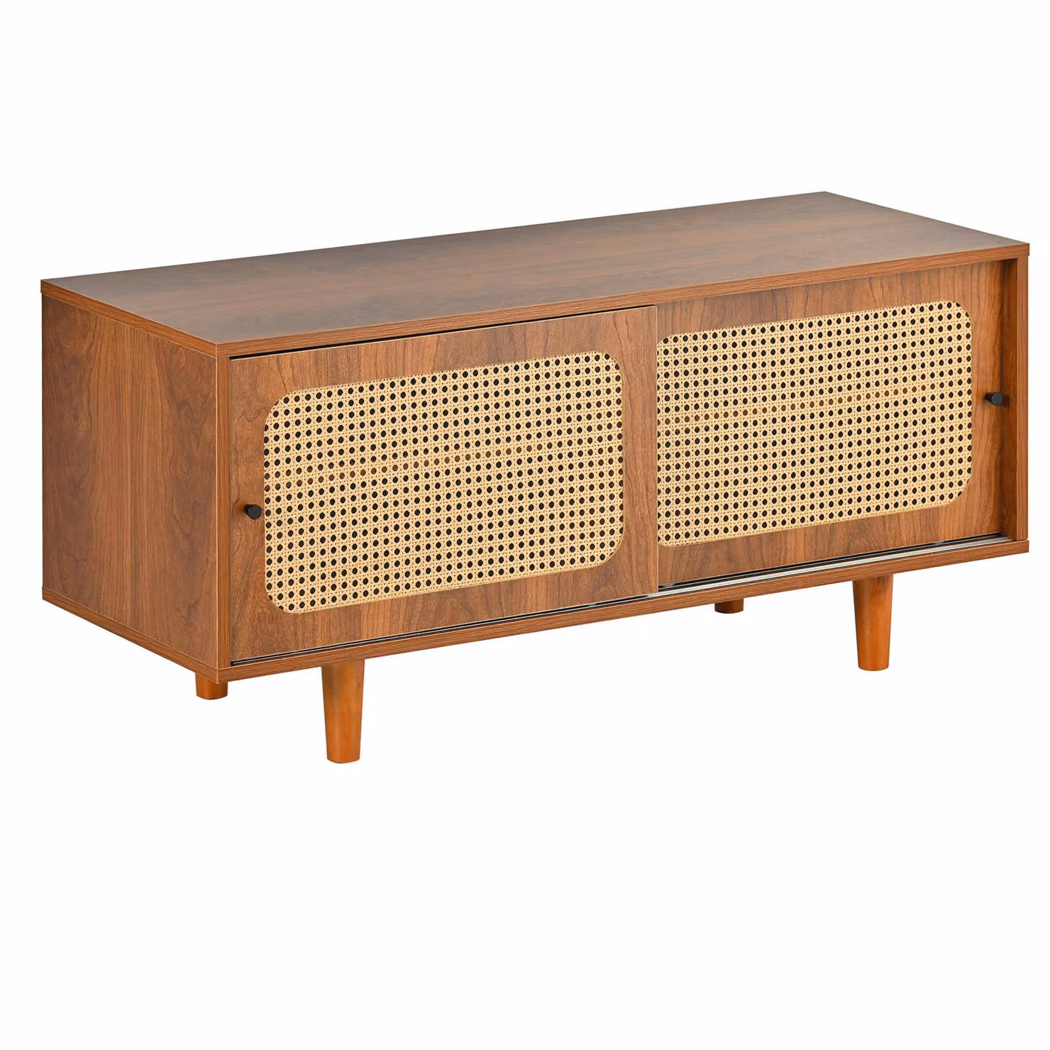 Panca scarpiera con seduta e ripiani regolabili in design rattan Aosom Italy, colore Noce, L: 40 cm, P: 10 cm, H: 48 cm – 2