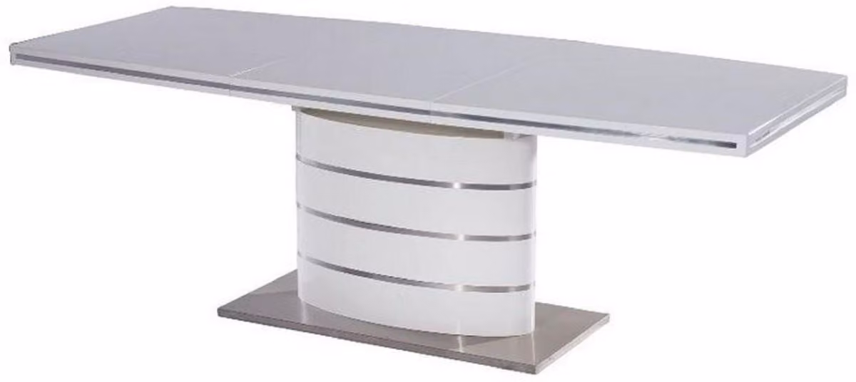 Casa Padrino tavolo da pranzo bianco / argento 160-220 x 90 x h. 77 cm - Tavolo da pranzo moderno allungabile - Mobili da cucina