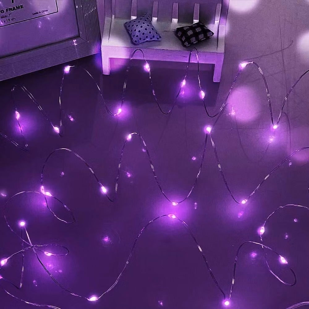 Luci a stringa LED - Viola - 50 luci - 5 m - Batterie - Per feste e Natale