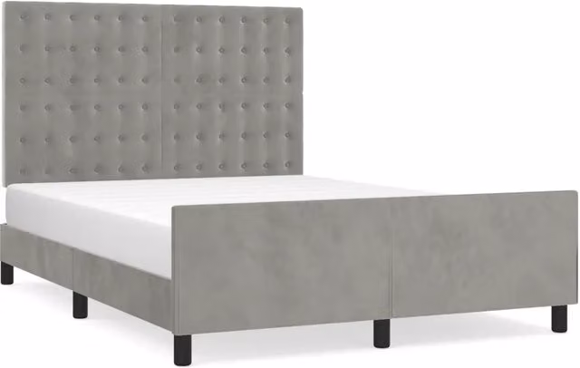 Letto matrimoniale | Letto per adulti | Giroletto senza Materasso Grigio Chiaro 140x200 cm Velluto