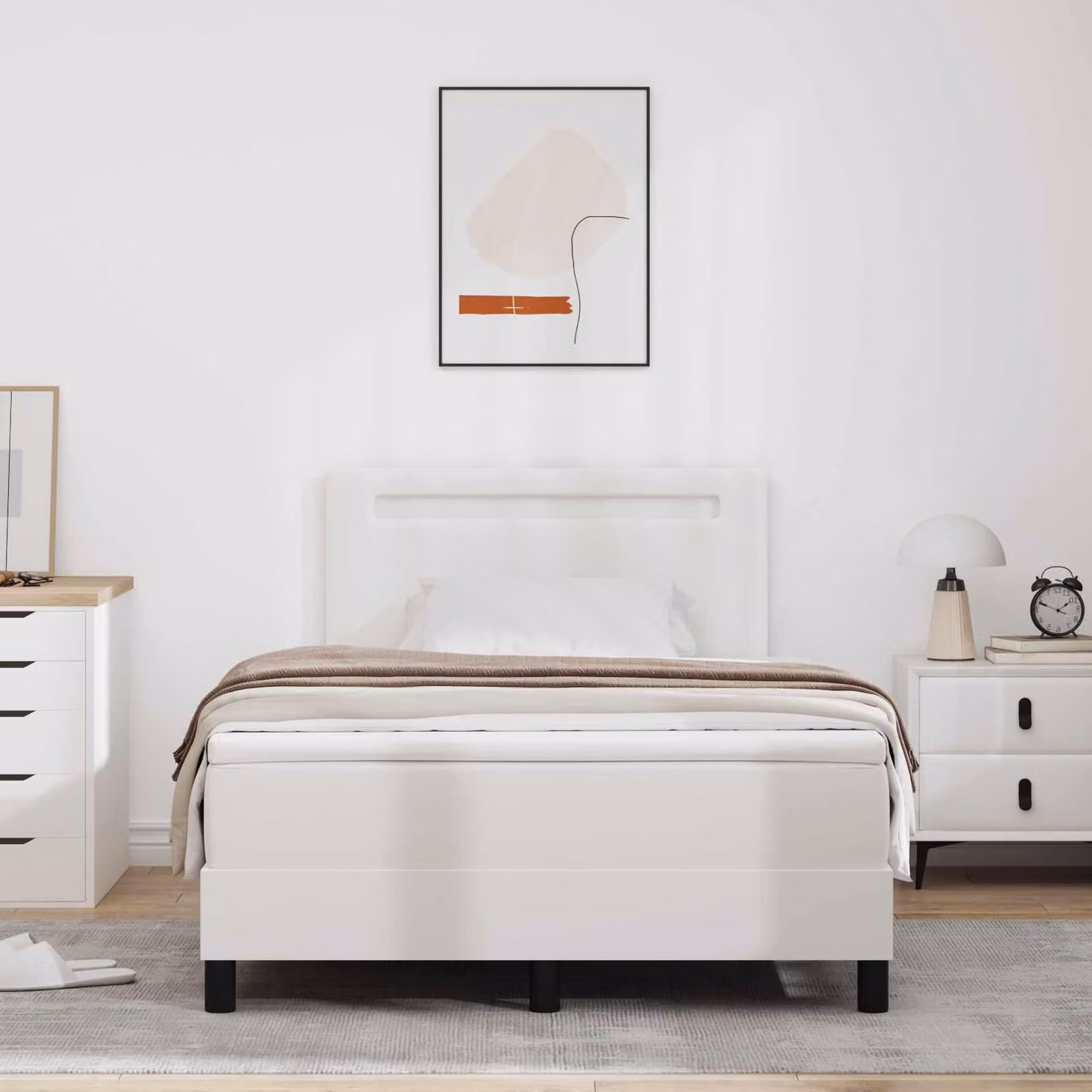 Maison Exclusive - Letto con boxspring e strisce LED bianche, 120 x 200 cm, rivestito in ecopelle