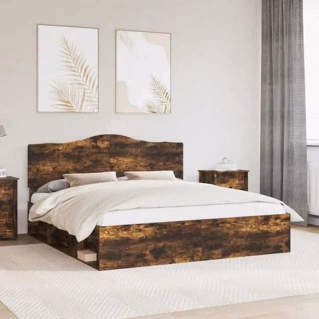 Struttura del letto Rovere fumé 180 x 200 cm Pino massello 3413276