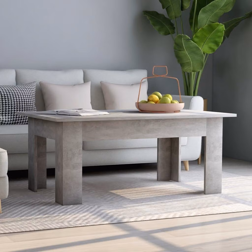 The Living Store tavolino in cemento grigio 100x60x42 cm materiale a base di legno