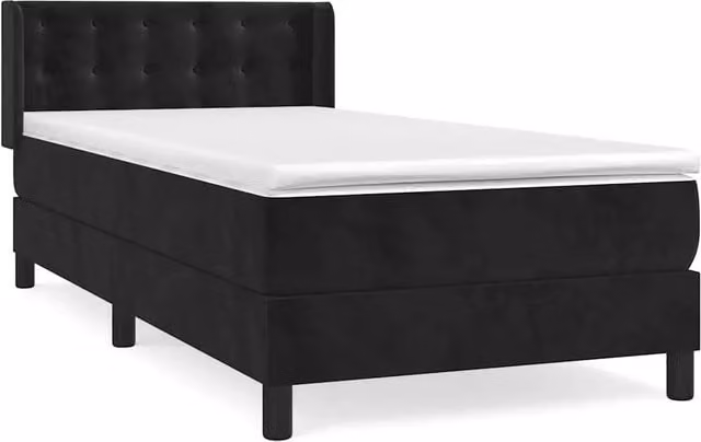 Letto singolo | Letto per adulti | Giroletto a Molle con Materasso Nero 100x200 cm in Velluto