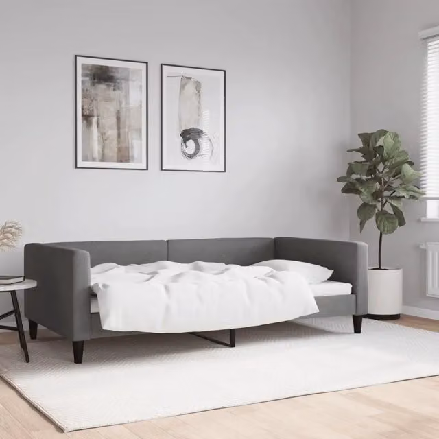 Letto da Giorno Moderno vidaXL Grigio con Struttura Imbottita L: 110 cm, P: 110 cm, H: 68 cm