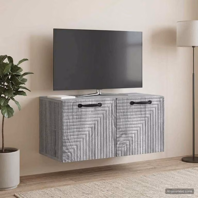 vidaXL Mobile Porta TV da Muro Moderno Grigio, L 59,5 cm x P 31 cm x H 30 cm