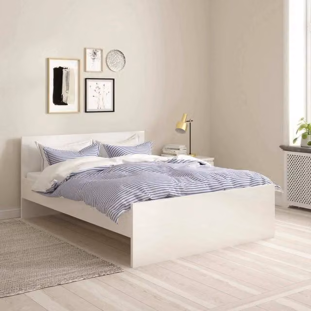 Letto piazza e mezza Bora DMORA, Sommier bianco lucido, L/P/H: 206.6 x 146 x 80 cm – 1