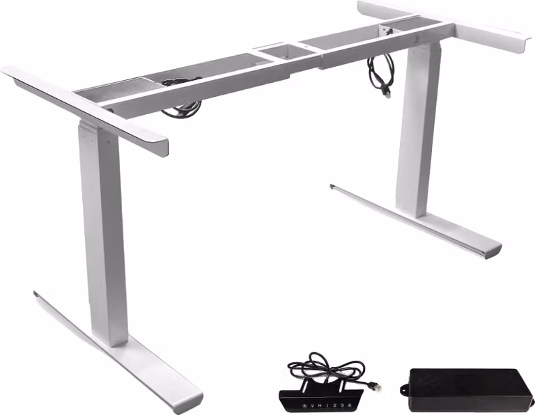 Telaio per scrivania regolabile elettricamente, gamma di altezza 23,4"-49", portata fino a 150 kg, bianco a tre sezioni