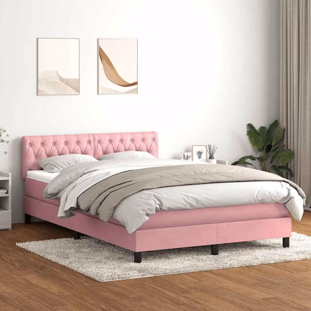 Maison Exclusive - Giroletto a Molle con Materasso Rosa 160x210 cm in Velluto