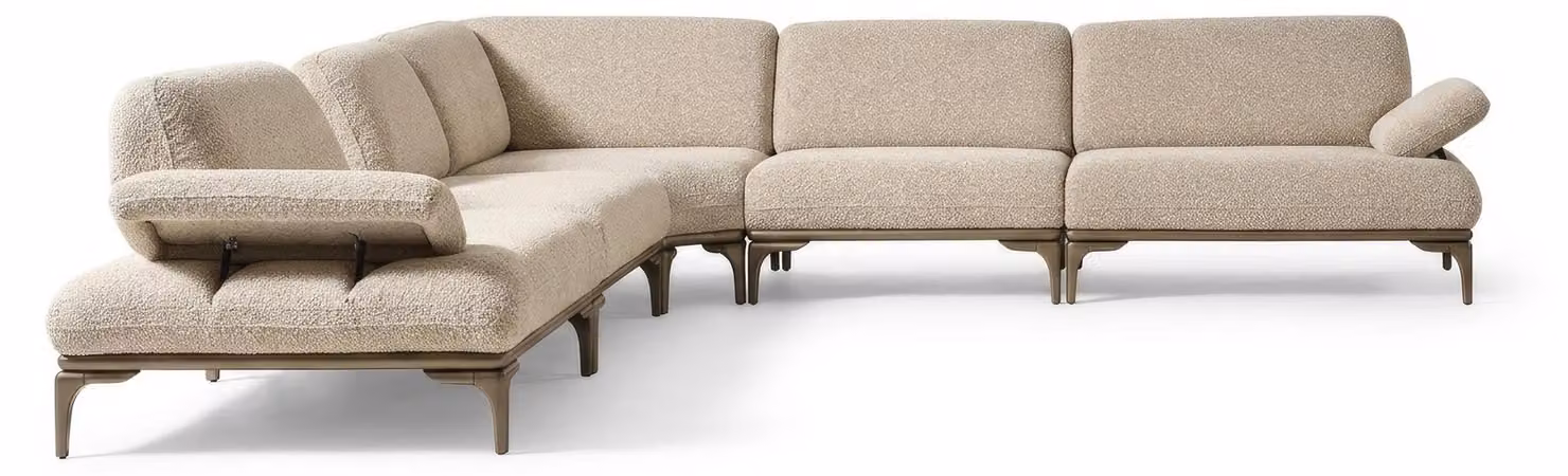 Ecksofa Modern Beige Edel Luxus Design Wohnzimmer L-Form