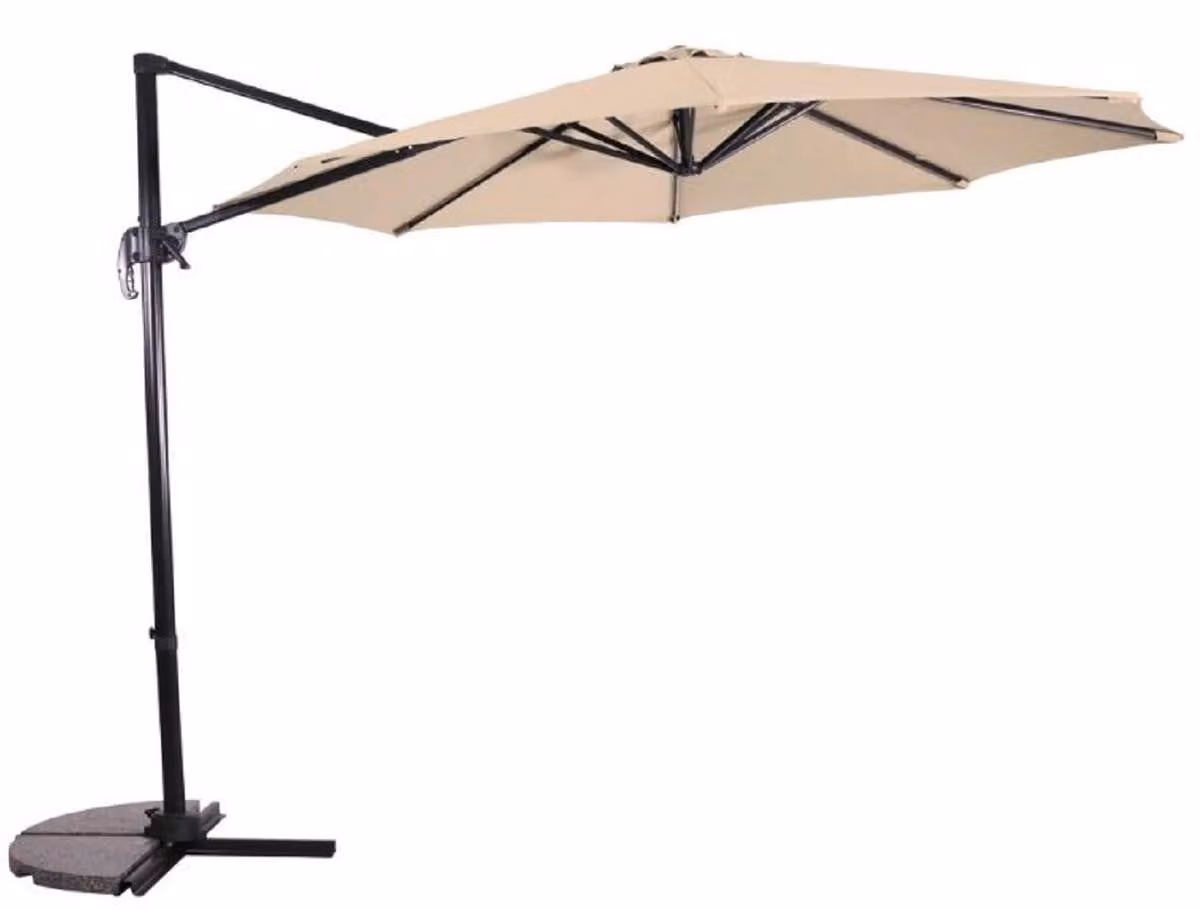 Casa Padrino ombrellone a sbalzo antracite / colori naturali Ø 300 cm - ombrellone con supporto - ombrellone da giardino - ombrellone da patio - ombrellone da balcone - accessori per giardino patio balcone