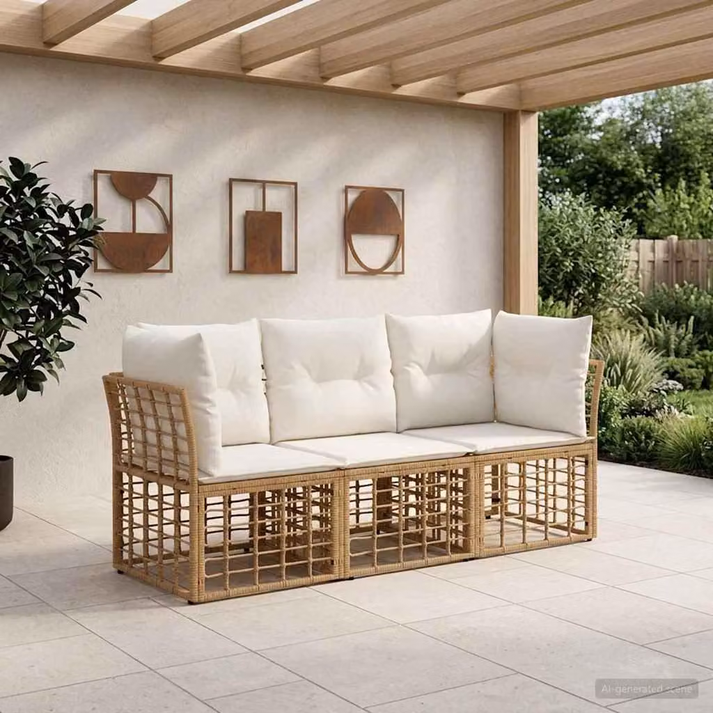 Maison Exclusive - Set divani da esterno in poliestere naturale