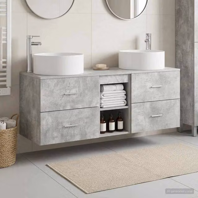 Set di mobili per il bagno 3 pz Grigio Cemento 3405950