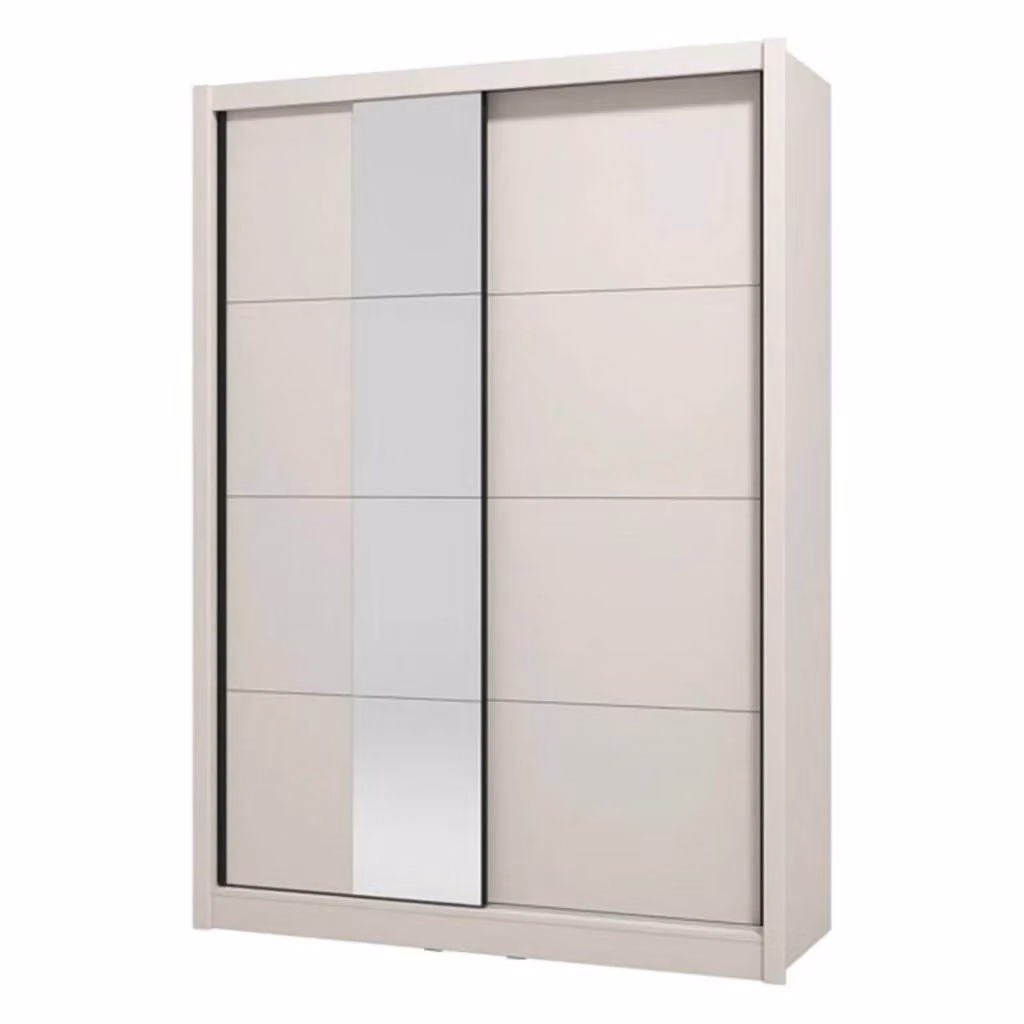Armadio con ante scorrevoli DMORA per camera da letto, modello Carisolo, Bianco e Beige, L: 155 cm, H: 215.5 cm – 2