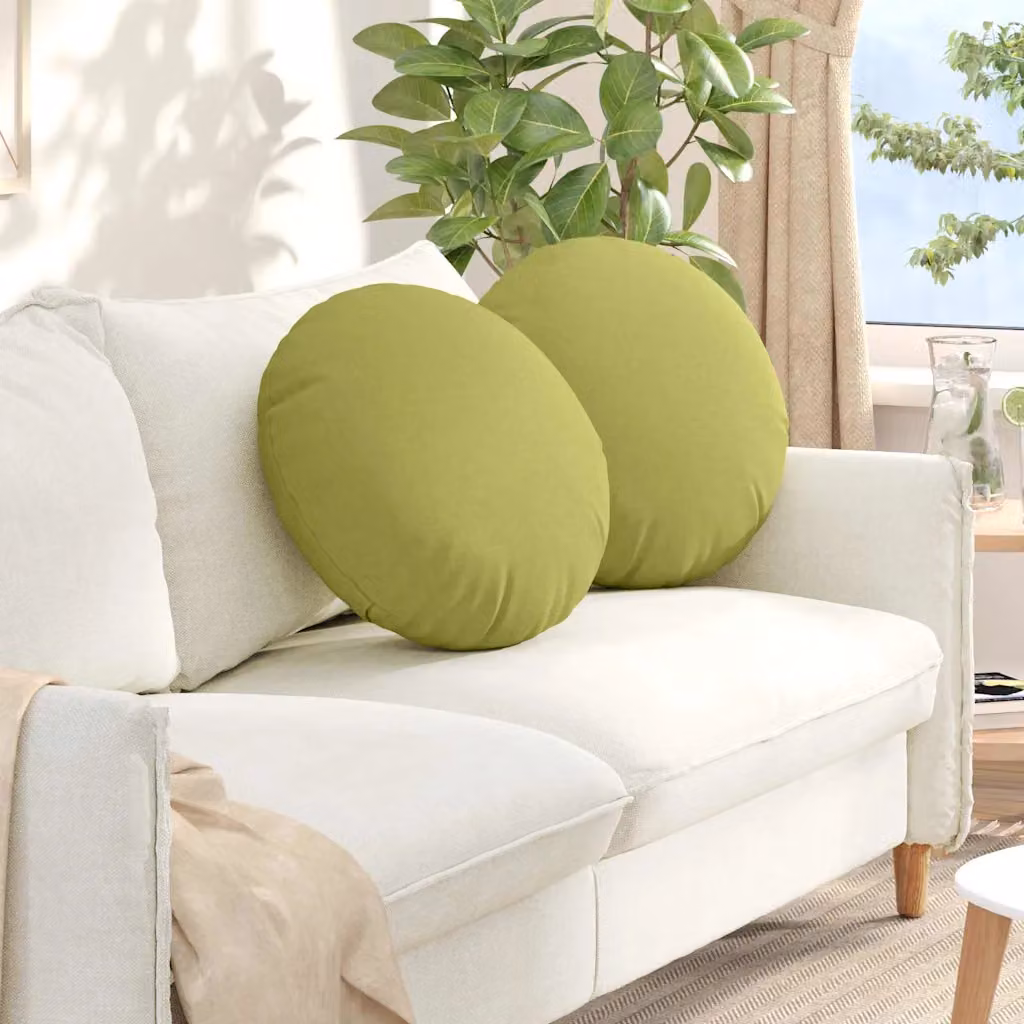Set di 2 cuscini per seduta rotondi vidaXL in tessuto verde chiaro, Ø 50 cm x H 19 cm