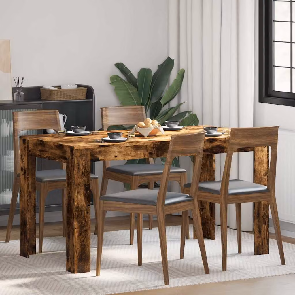 vidaXL Tavolo da Pranzo Moderno in Legno Rovere Fumo Marrone L: 140 cm, P: 74,5 cm, H: 76 cm