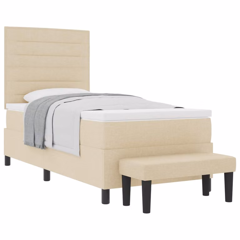 Letto ibrido con molle a sacco e testiera vidaXL, colore beige, L 80 x P 200 cm