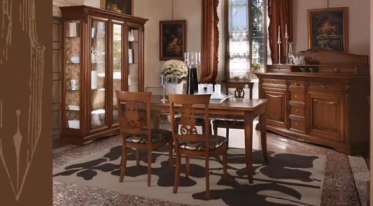 Esszimmer Komplett Garnitur Tisch Anrichte 4x Stuhl Set Vitrine Barock 8tlg.