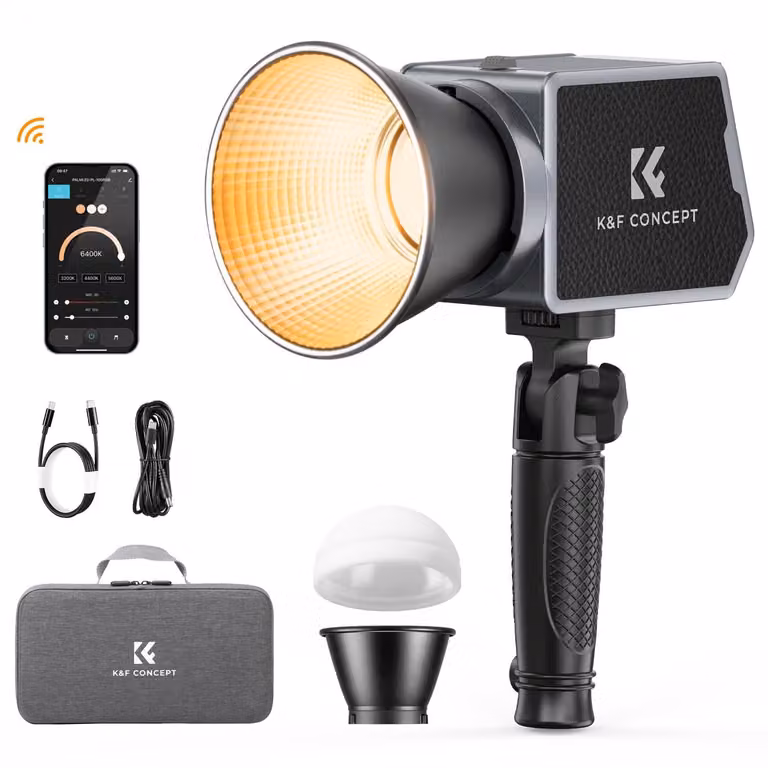 Lampada video - Lampada COB - Lampada fotografica - Lampada per fotocamera - Lampada LED per video - 60W, luce bi-colore, temperatura colore regolabile da 2700K a 6500K