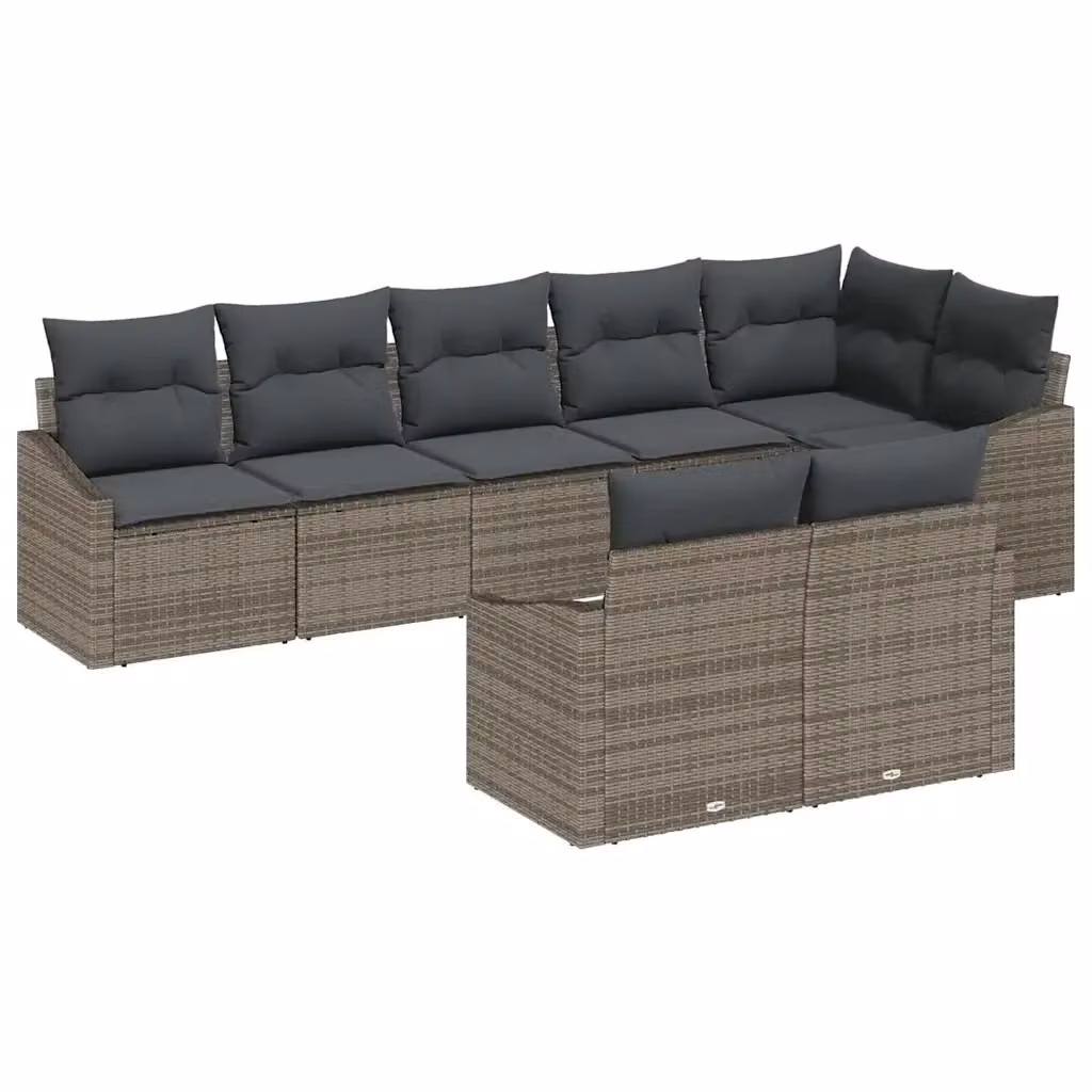 Set Divano da Giardino a L vidaXL in Polyrattan Grigio con Cuscini e Struttura in Acciaio – 2