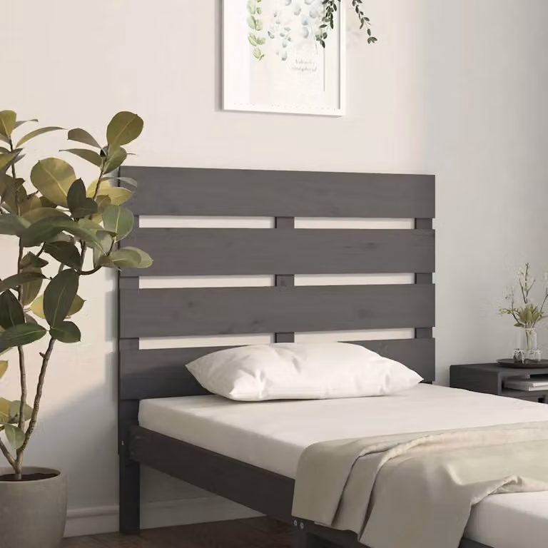 Testiera per letto vidaXL in legno massello di pino, colore grigio, L 100 cm x H 80 cm x P 3 cm