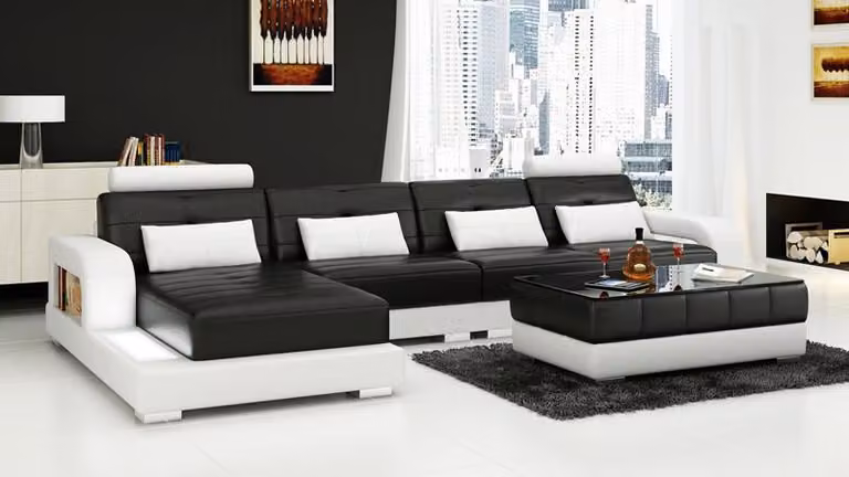 Ecksofa Sofa Couch Ledersofa Sitz Eck Garnitur Polster Wohnlandschaft Sofas