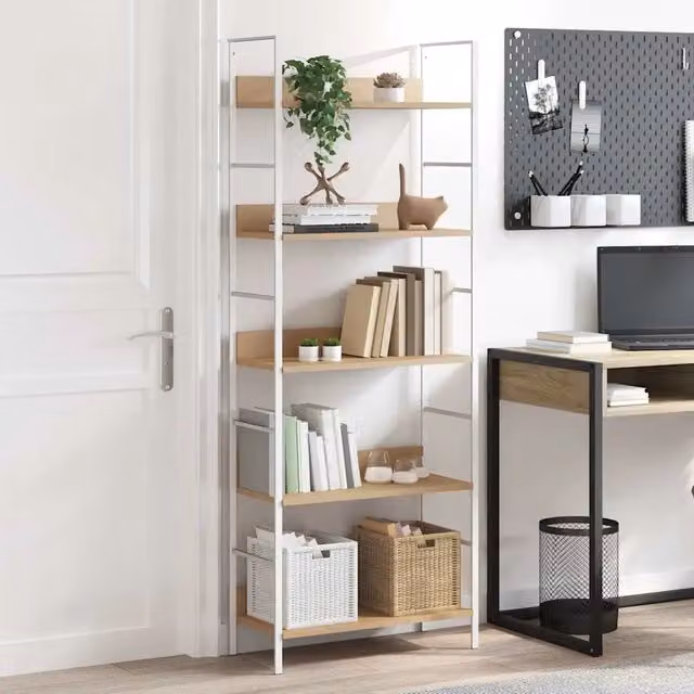 Scaffale Libri 5 Ripiani Rovere 60x27,6x158,5 Legno Multistrato