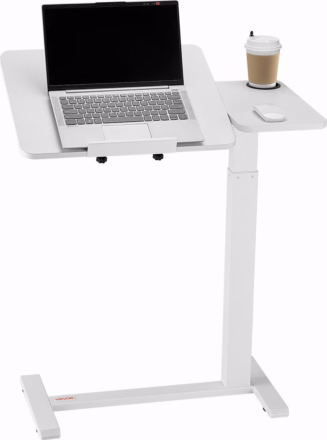 Comodino VEVOR, tavolino mobile con piano pieghevole e 4 rotelle nascoste, regolabile in altezza e angolazione per l'ufficio