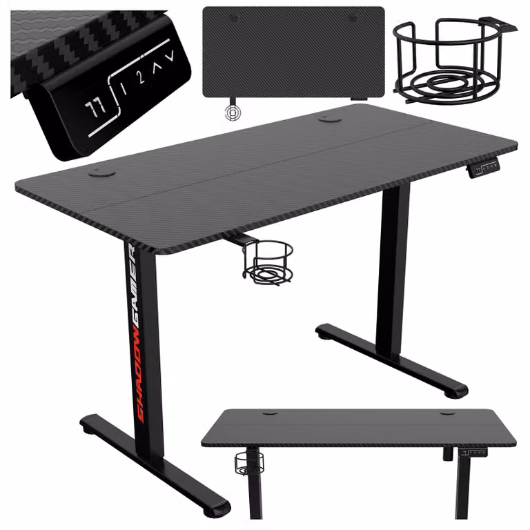 SHADOW GAMER 1.0, scrivania da gioco elettrica, nera, 120 cm
