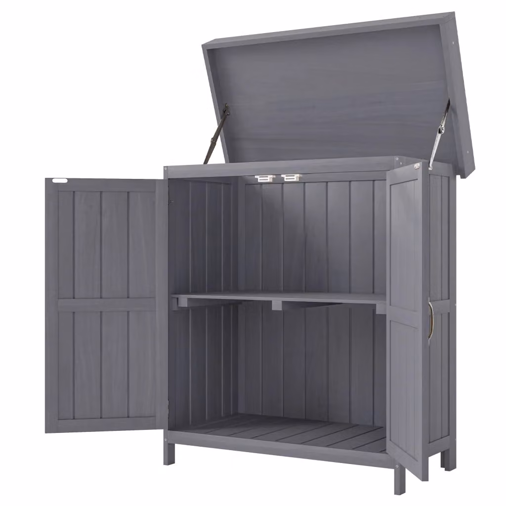 Armadio da esterno MINIMAL in legno di abete grigio, L: 74 cm, P: 43 cm, H: 88 cm – 2