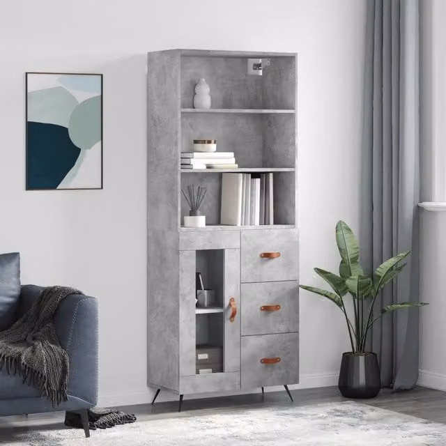 Credenza Buffet Armadio da Cucina Design Mania Grigio Cemento L: 69,5 cm, P: 34 cm, H: 180 cm – 1