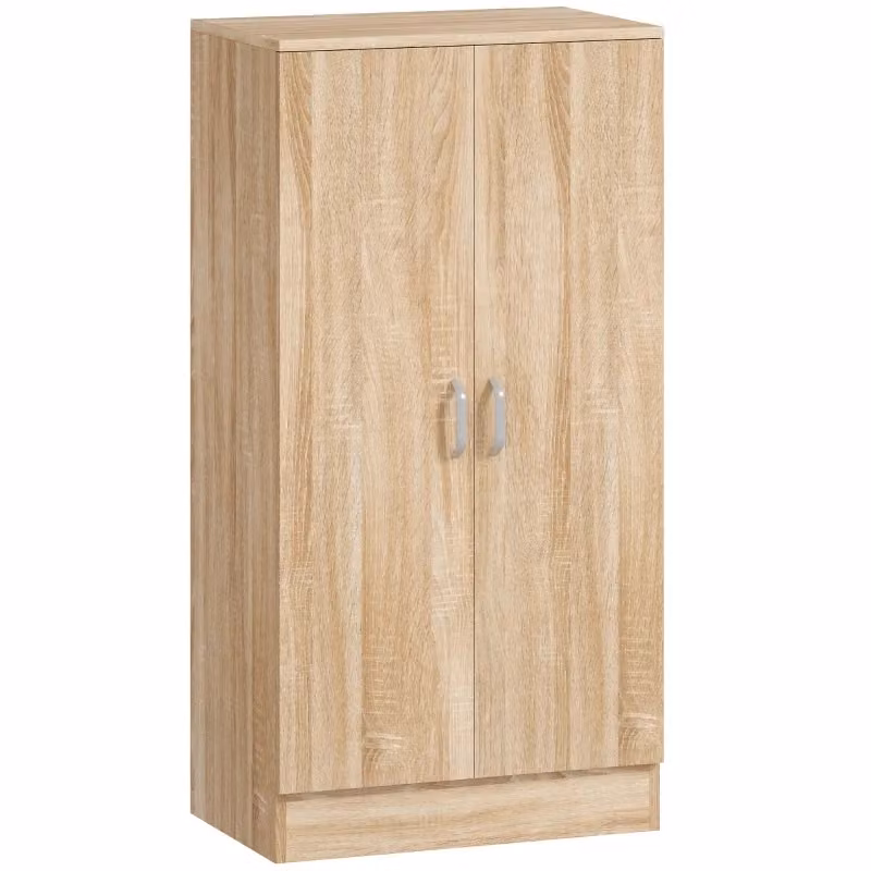 Scarpiera Minimal con 2 ante e 6 ripiani regolabili in legno naturale beige e marrone con chiusura ammortizzata per 14 paia di scarpe – 2