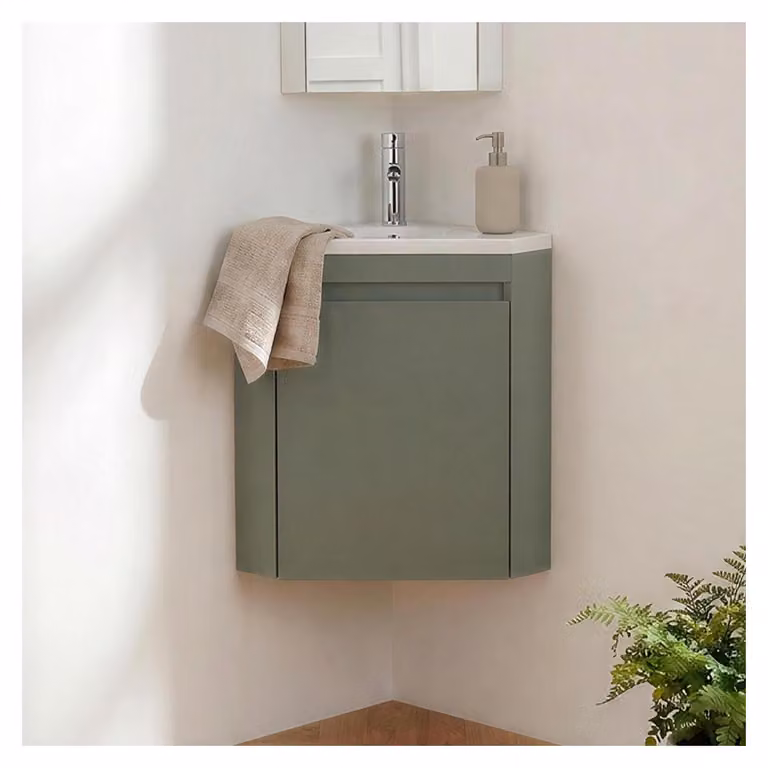 Mobile lavamani angolo con lavabo in resina e rubinetto cromo LISA