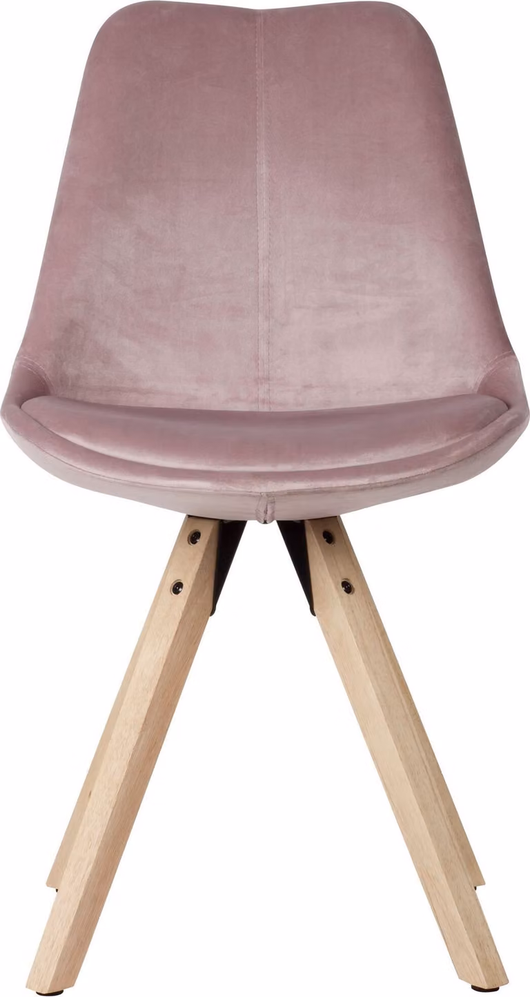 Set moderno di due sedie da pranzo senza braccioli, color rosa, con gambe in legno, con una capacità di carico fino a 110 kg